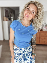 SUE|SHIRT|Schleife|blue