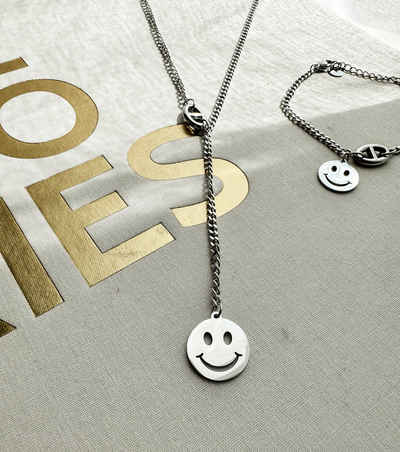 SMILEY| SCHMUCKSET| SILBER