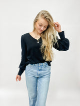 LOU| BLUSENSHIRT|POINTELLE STRICK|BLACK