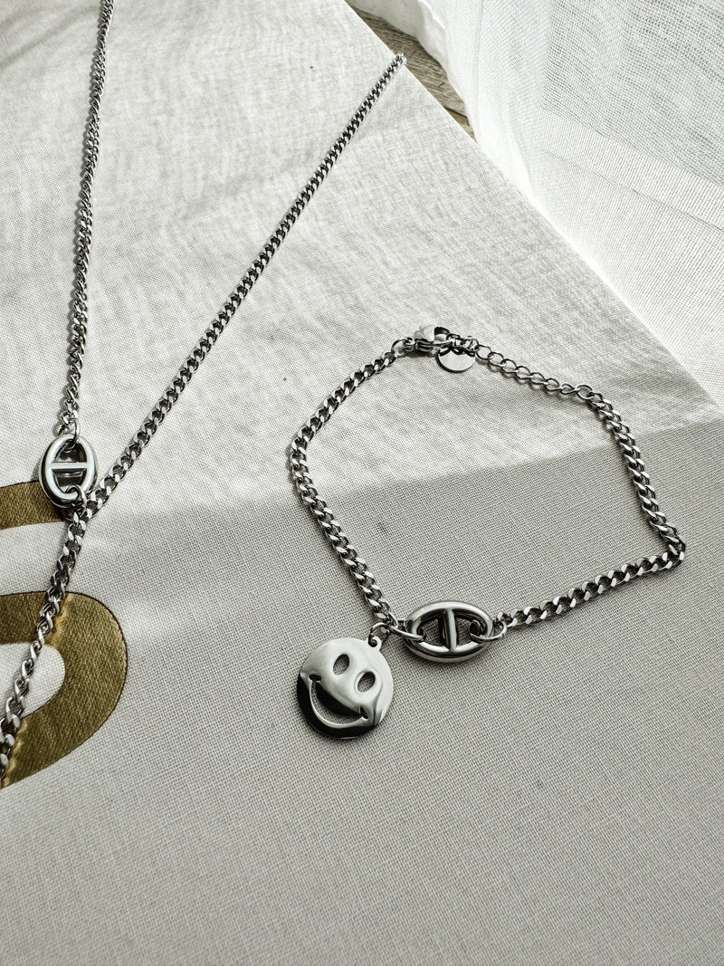 SMILEY| SCHMUCKSET| SILBER