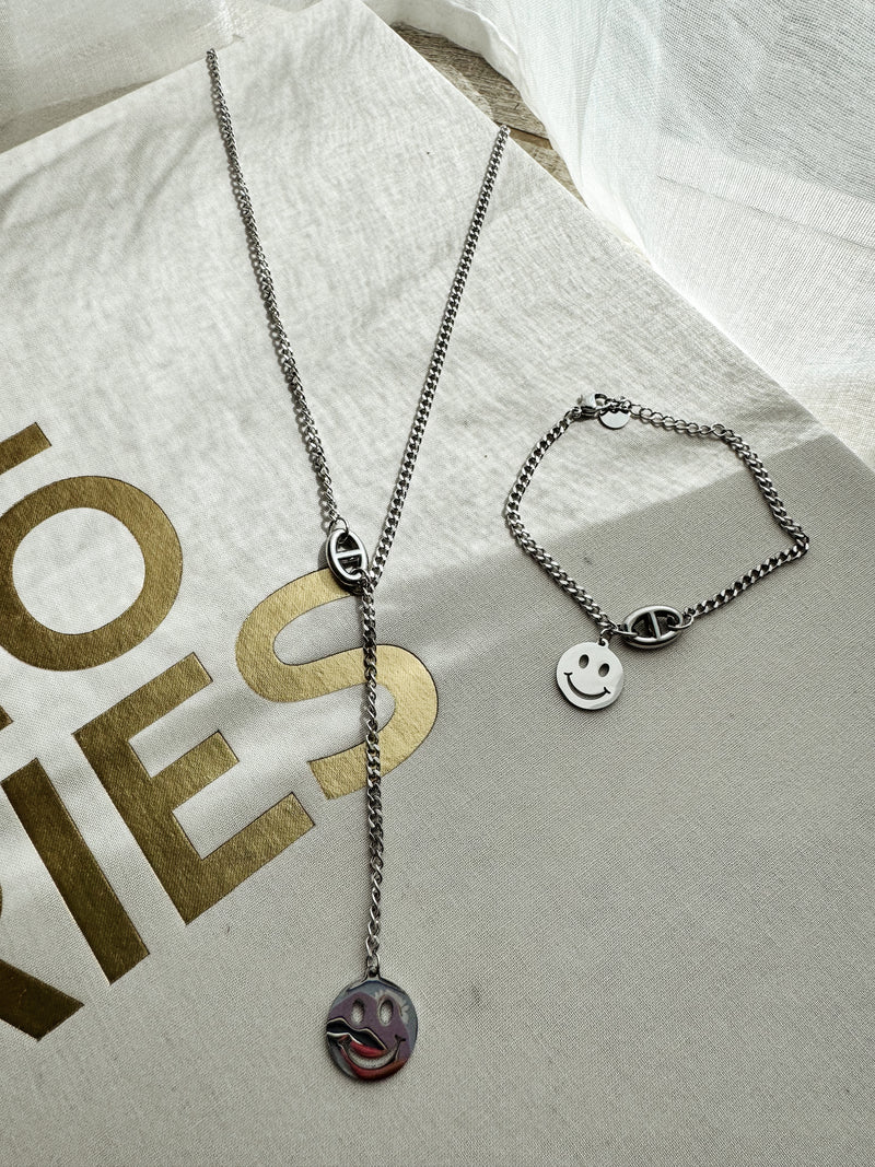 SMILEY| SCHMUCKSET| SILBER