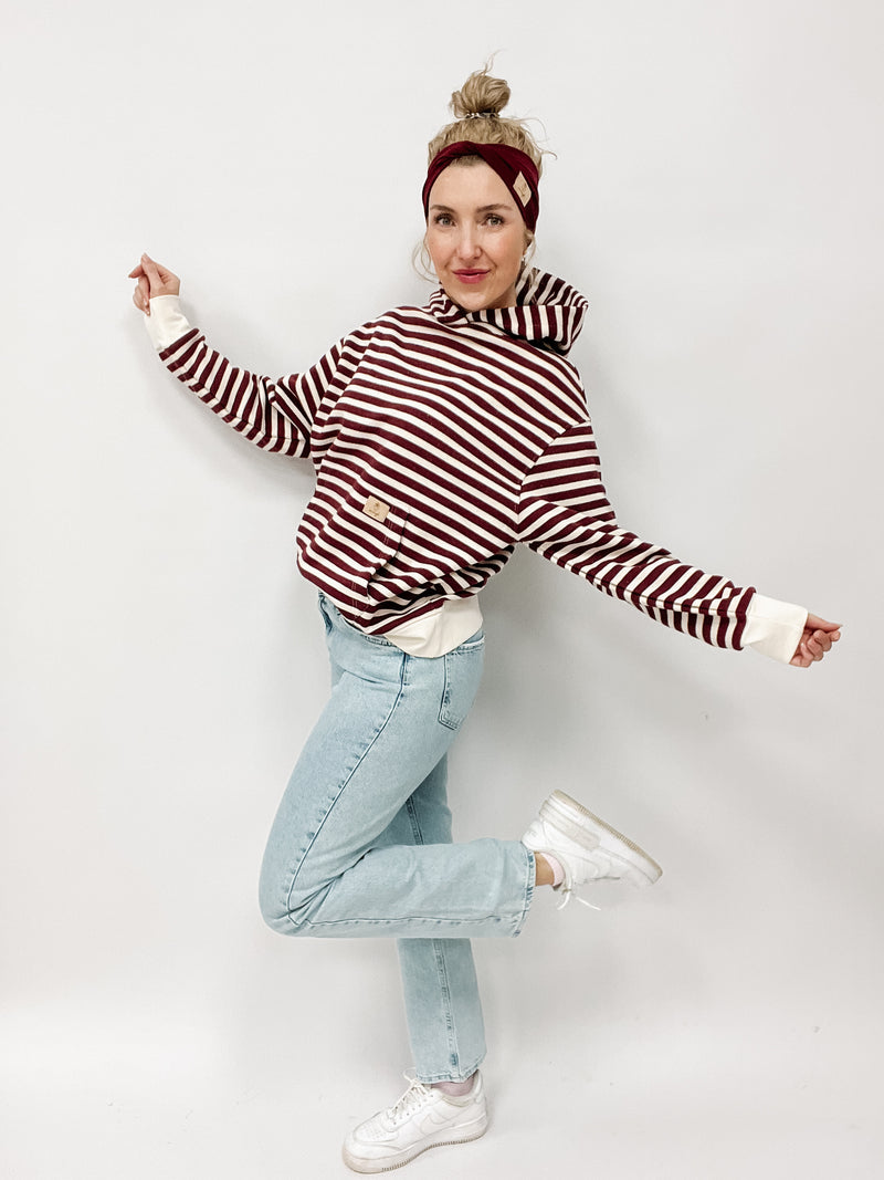 CLEO | HOODIE | STRIPES Bordeaux