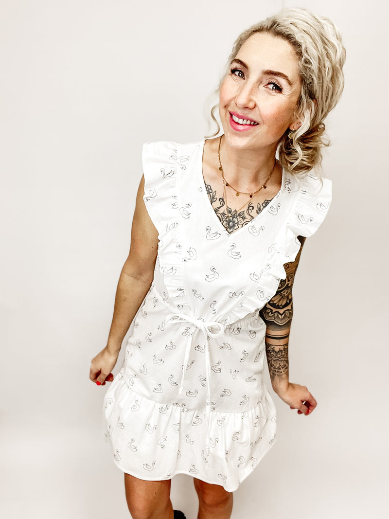 DASCHA | Baumwollkleid | mit Schwänen